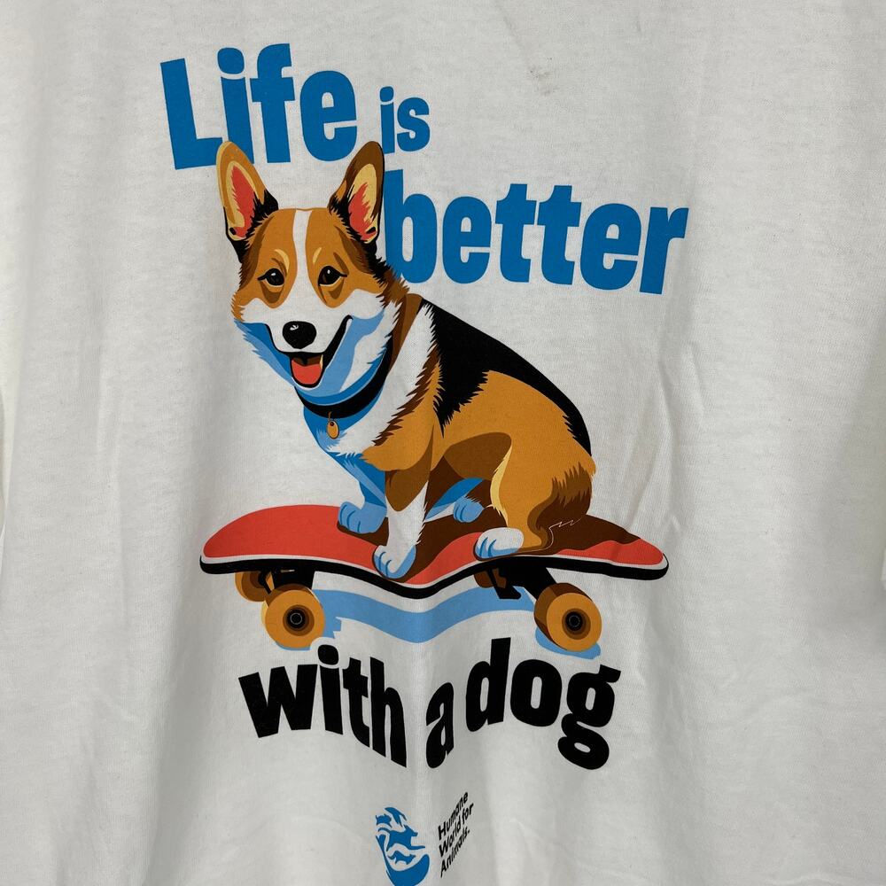Life is Better With a Dog Delta Pro Weight Label Cotton T Shirt Size L